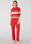 Oui Block Stripe Knitted Jumper, Red Rose