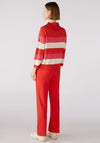 Oui Block Stripe Knitted Jumper, Red Rose