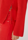 Oui Side Zip Cotton Jumper, Chinese Red
