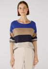 OUI Colour Block Stripe Knit Jumper, Blue Stone
