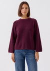 Oui Knitted Round Neck Jumper, Wine