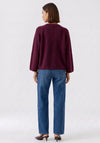 Oui Knitted Round Neck Jumper, Wine
