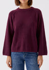 Oui Knitted Round Neck Jumper, Wine