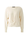 Oui Knot Front Ribbed Jumper, Cream
