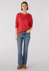 Oui Cosy Jacquard Sweater, Pink Red