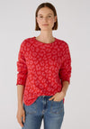 Oui Cosy Jacquard Sweater, Pink Red