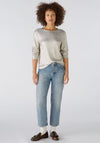 OUI Metallic Long Sleeve Top, Silver