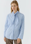 Oui Neck Tie Detail Pinstriped Blouse, Blue