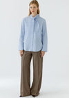 Oui Neck Tie Detail Pinstriped Blouse, Blue