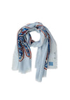 Oui Patterned Lightweight Scarf, Blue