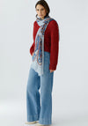Oui Patterned Lightweight Scarf, Blue
