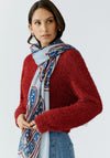 Oui Patterned Lightweight Scarf, Blue