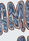 Oui Patterned Lightweight Scarf, Blue
