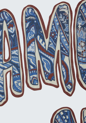Oui Patterned Lightweight Scarf, Blue