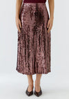 Oui Two-Tone Sequin Midi Skirt, Wine