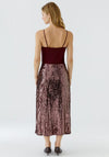 Oui Two-Tone Sequin Midi Skirt, Wine