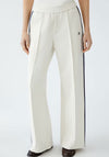 Oui Side Striped Wide Leg Joggers, Cream and Navy