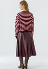Oui Cropped Stripe Wool-blend Jumper, Wine Multi