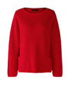 Oui Patch Pocket Cotton Sweater, Chinese Red