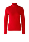 Oui Turtleneck Knitted Sweater, Chinese Red