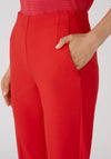 Oui Straight Cut Jersey Trouser, Chinese Red