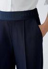 Oui Neya Culotte Logo Waistband Trousers, Navy