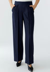 Oui Lacy Straight Leg Tailored Trousers, Navy