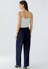 Oui Lacy Straight Leg Tailored Trousers, Navy