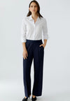 Oui Lacy Straight Leg Tailored Trousers, Navy
