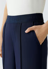 Oui Lacy Straight Leg Tailored Trousers, Navy