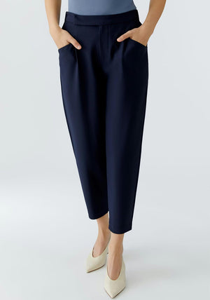 Oui Snap Button Cropped Trousers, Navy