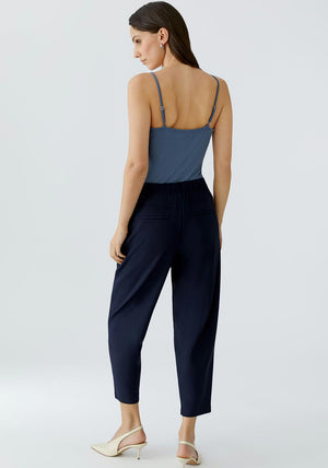 Oui Snap Button Cropped Trousers, Navy
