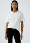 Oui Plain Basic With Embroidery T-Shirt, White
