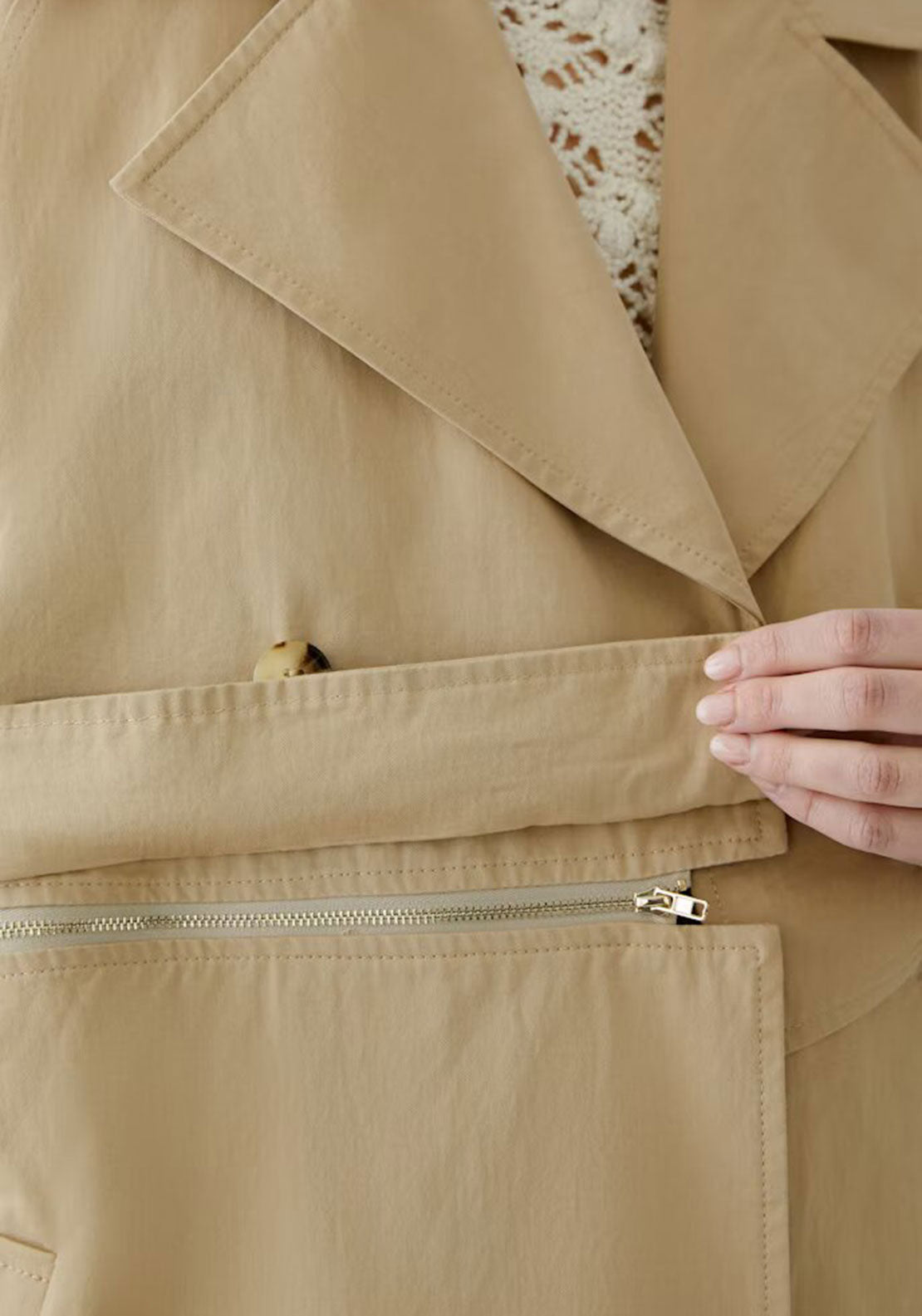 Oui Two in One Trench Coat, Beige