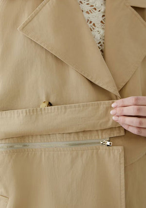 Oui Two in One Trench Coat, Beige