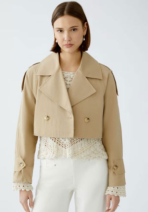Oui Two in One Trench Coat, Beige