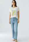 Oui Lemon Print with Rhinestone Detail T-Shirt, White