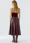 Oui Faux Leather Aline Midi Skirt, Berry Wine