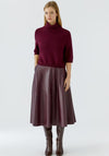 Oui Faux Leather Aline Midi Skirt, Berry Wine