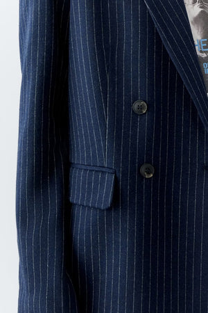 Oui Pinstripe Double Breasted Blazer, Navy