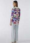 Oui Vibrant Floral Jersey Blouse, White Violet