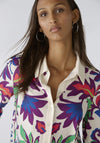Oui Vibrant Floral Jersey Blouse, White Violet