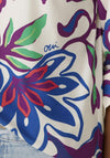 Oui Vibrant Floral Jersey Blouse, White Violet
