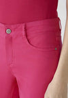 Oui Slim Fit Mid Waist Capri Trousers, Pink