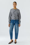 Oui Knitted Button Up Cardigan, Grey