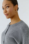 Oui Knitted Button Up Cardigan, Grey