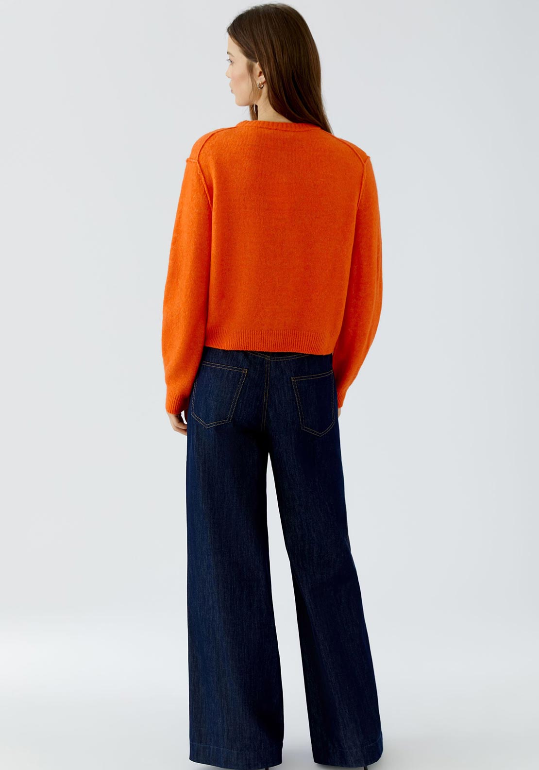 Oui Wool Blend Knit Cardigan, Orange