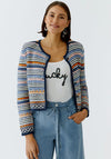 Oui Knit Striped Cardigan, Blue Multi
