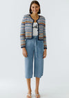 Oui Knit Striped Cardigan, Blue Multi
