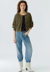 Oui Knitted Button Up Cardigan, Green